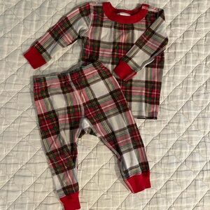 Kids Plaid Pajama Set with Red Trim